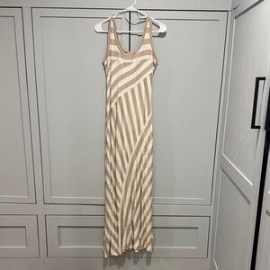 Calvin Klein Striped Size 10 Tan Maxi Dress